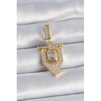 Pirinç Gold Renk Baget Zirkon Taşlı Ajda Charm