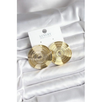 Pirinç Gold Renk Circle Model Kadın Küpe