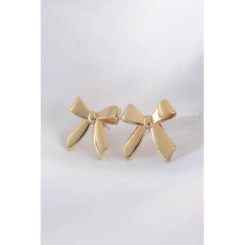 Pirinç Gold Renk Düz Plaka Fiyonk Küpe