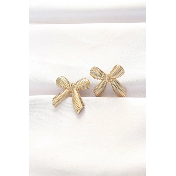 Pirinç Gold Renk Fiyonk Küpe