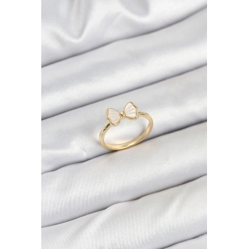 Pirinç Gold Renk Fiyonk Model Kadın Yüzük