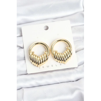 Pirinç Gold Renk Halka Sarmal Model Vintage Kadın Küpe