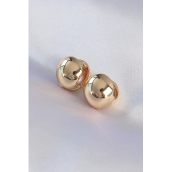 Pirinç Gold Renk İçi Boş Minimal Topçuk Küpe