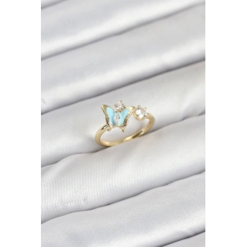 Pirinç Gold Renk Kelebek Model Kadın Yüzük