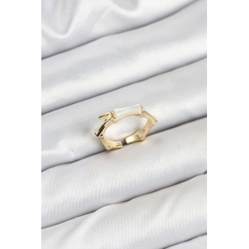 Pirinç Gold Renk Kemik Model Kadın Yüzük