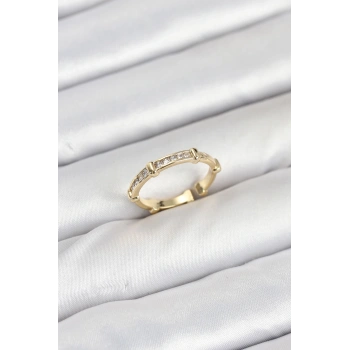 Pirinç Gold Renk Kemik Model Zirkon Taşlı Kadın Yüzük