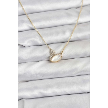 Pirinç Gold Renk Kuğu Model Kadın Kolye