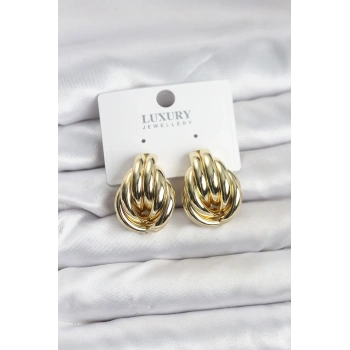 Pirinç Gold Renk Vintage Kadın Küpe