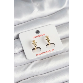 Pirinç Gold Renk Yıldız Kadın Küpe