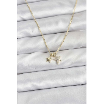 Pirinç Gold Renk Yıldız Minimal Kadın Kolye