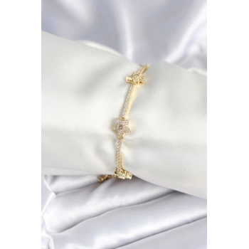 Pirinç Gold Renk Yıldız Model Kadın Bileklik