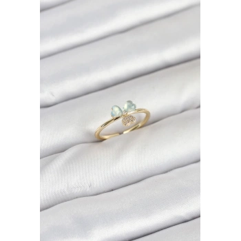 Pirinç Gold Renk Yonca Model Kadın Yüzük