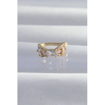 Pirinç Gold Renk Zirkon Taş Kaplama Earcuff Küpe