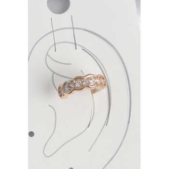 Pirinç Gold Renk Zirkon Taşlı Kadın Kıkırdak Küpe