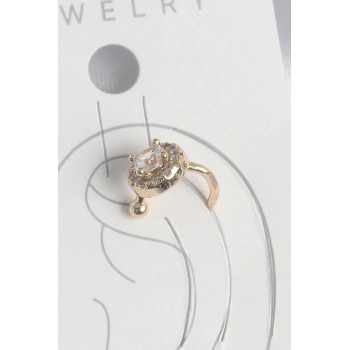 Pirinç Gold Renk Zirkon Taşlı Kadın Kıkırdak Küpe