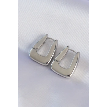 Pirinç Gümüş Renk Kalın Küpe