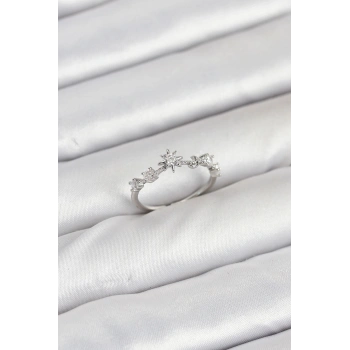 Pirinç Gümüş Renk Manifest Kadın Yüzük