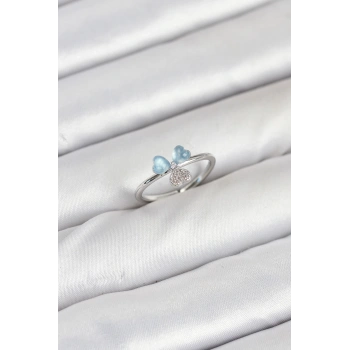 Pirinç Gümüş Renk Yonca Model Kadın Yüzük