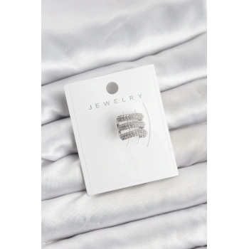 Pirinç Gümüş Renk Zirkon Taşlı Earcuff Kıkırdak Küpe