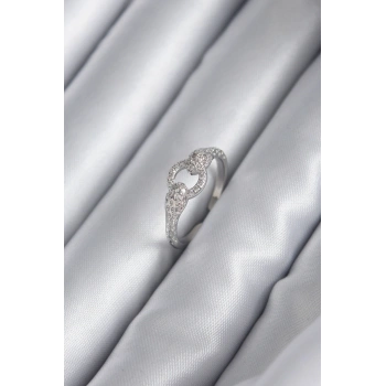 Pirinç Gümüş Renk Zirkon Taşlı Yılan Model Kadın Yüzük