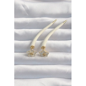 Pirinç Krem Renk Botega Küpe