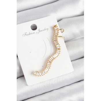 Pirinç Su Yolu Model Gold Renk Sağ Kıkırdak Küpe