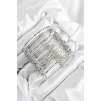 Pirinç Tel Sarma Model Gümüş Renk Kadın Bileklilk