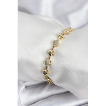 Pirinç VIP Seri Gold Renk Topçuk Model Kadın Bileklik