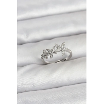 Pirinç Yıldız Model Gümüş Renk Kadın Yüzük