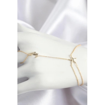 Pirinç Zirkon Taşlı Deniz Atı Ve Yıldız Model Gold Renk Şahmeran