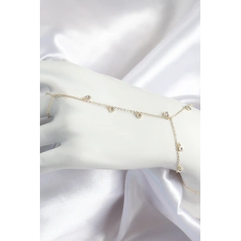 Pirinç Zirkon Taşlı Sallantılı Model Gold Renk Kadın Şahmeran