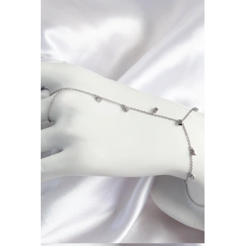 Pirinç Zirkon Taşlı Sallantılı Model Gümüş Renk Kadın Şahmeran