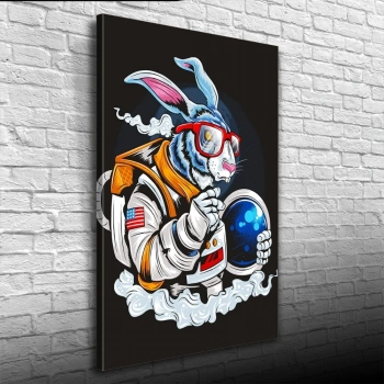 Pop Art Tarzı Astranot Tavşan Kanvas Tablo 50 x 70