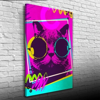 Pop Art Tarzı Eflatun Tonlarda Dekoratif Kanvas Tablo 50 x 70