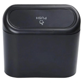 Portatif Araç İçi Taşınabilir Kapaklı Araba Çöp Kutusu Siyah