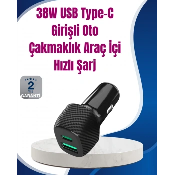 Power Delivery Destekli 38W Araç Tipi Hızlı Şarj Cihazı