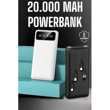 Powerbank 20.000 Mah Dijital Göstergeli LCD Ekran Uzun Pil Ömrü