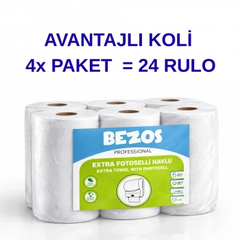 Professional Fotoselli Havlu 24 Rulo – 2 Katlı %100 Selüloz 21 cm Endüstriyel Kağıt Havlu 4X6 Rulo