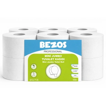 Professional Mini Jumbo Tuvalet Kağıdı 12 Rulo | 2 Katlı | %100 Selüloz | Endüstriyel & Ev Tipi Kullanım