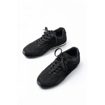 RS-01 Siyah Süet İnce Taban Günlük Spor Ayakkabı