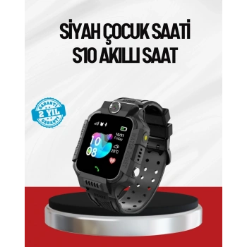 S10 Akıllı Çocuk Saati Siyah Model Çift Yönlü Konuşma ve SOS