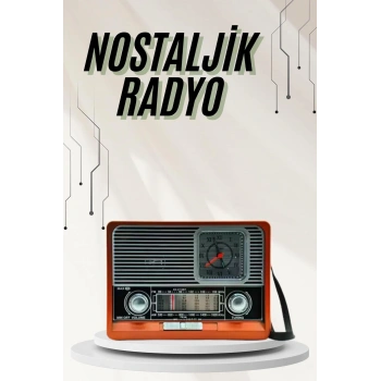 Saatli Fenerli Bluetooth Nostaljik Radyo AUX SD USB Girişli Bluetooth Hoparlör