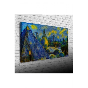 Sarı Lacivert Gece Canvas Tablo (60x120)