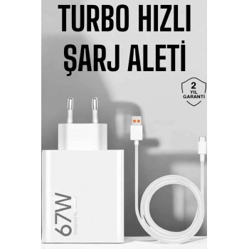 Şarj Aleti 67W Hızlı Şarj Turbo Type-C Uyumlu Şarj Adaptörü Kablosu