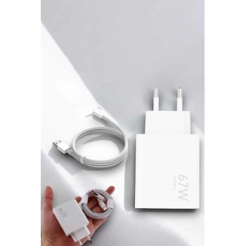 Şarj Aleti 67W Hızlı Şarj Turbo Type-C Uyumlu Şarj Adaptörü Kablosu