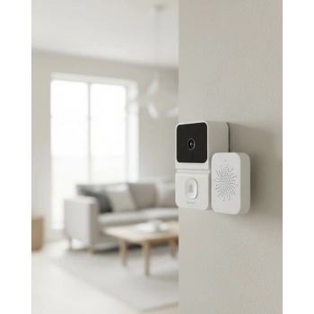 ŞARJLI KAMERALI KAPI ZİLİ BEYAZ