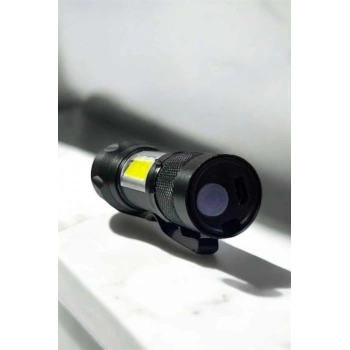 Şarjlı Metal Zoomlu El Feneri Işıldak Led Işık Taşınabilir El Lambası