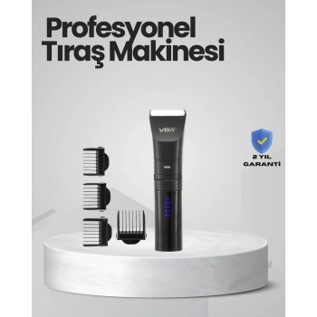 Şarjlı Tıraş Makinesi –Dijital Ekranlı, Hızlı Şarjlı, Profesyonel Kesim Seti