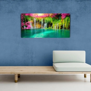 Şelale ve Göl Resmi Kanvas Tablo 60 x 120