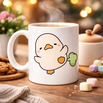 Sevimli Civciv Tasarımlı Porselen Kupa MODEL 90 – Eğlenceli, Tatlı ve Neşe Dolu Kahve Kupası